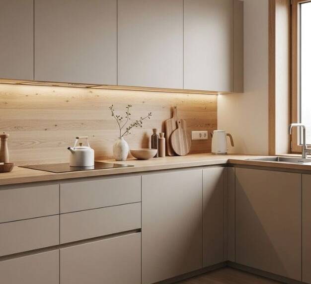 Wood Clean Kitchen Cabinet