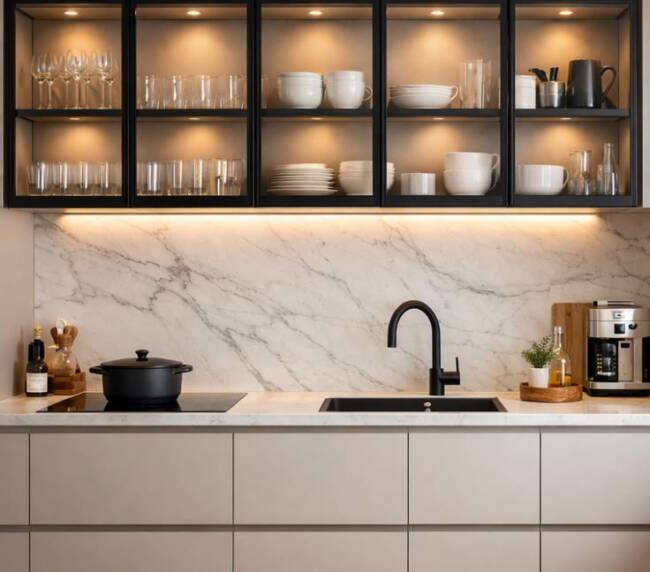 aluminium kitchen cabinets black