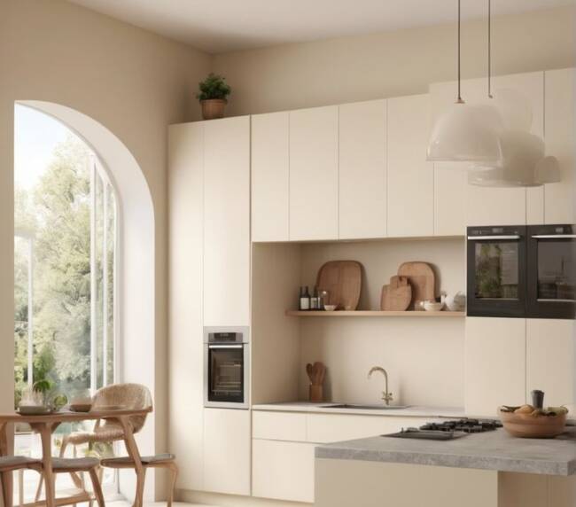 creamy style kitchen cabinets