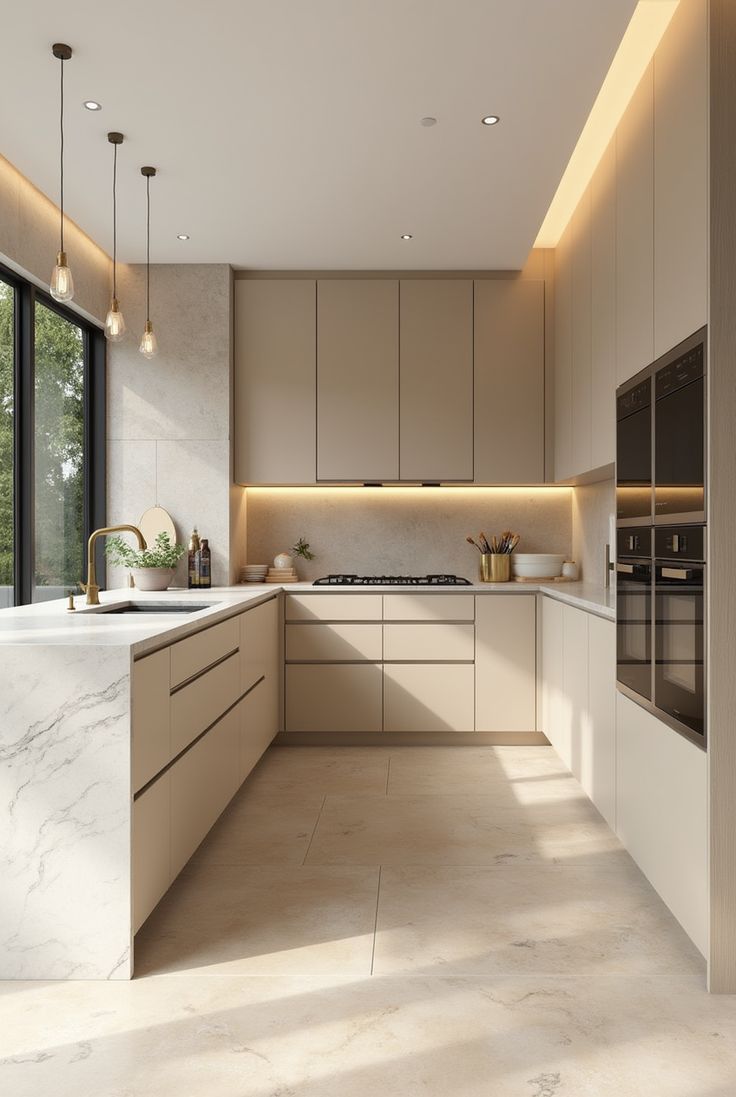 Floor ceiling kitchen cabinets maximised storage