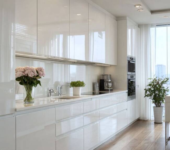glossy kitchen cabinets