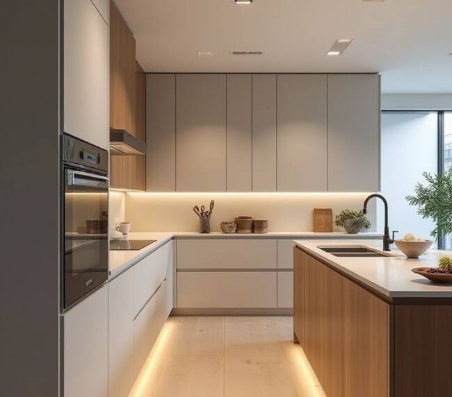 minimalist flat panel kitchen cabinets