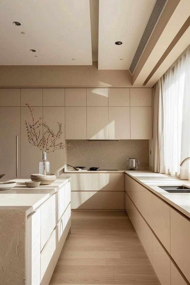 Minimalist kitchen cabinets handleless design