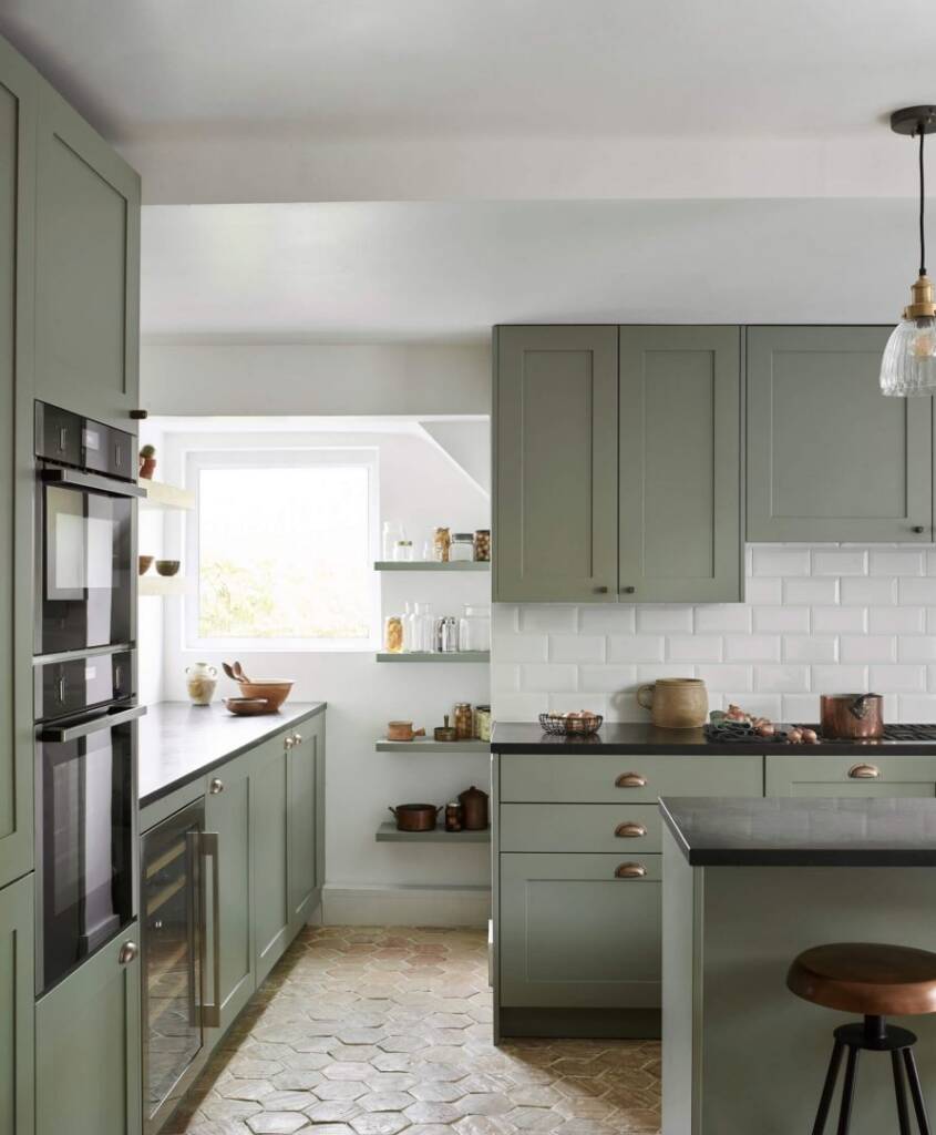 green classic kitchen cabinet