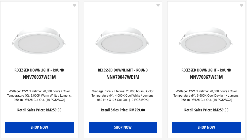 Panasonic LED downlights evenly spaced across kitchen ceiling Malaysia
