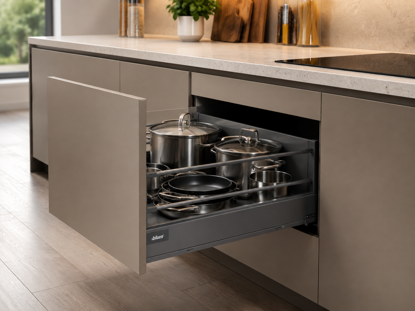 Pull-out drawer base cabinet kitchen Malaysia