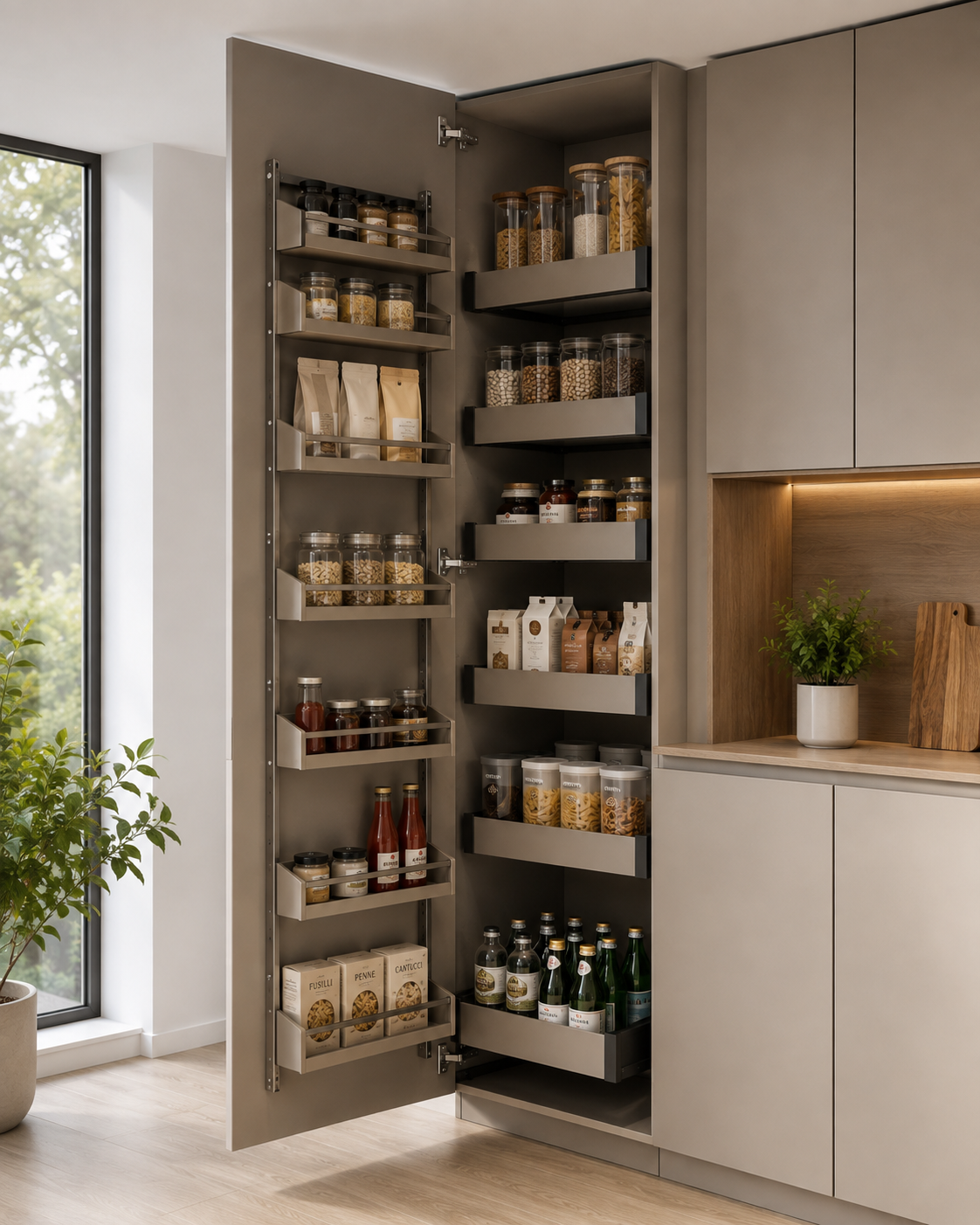Tall pantry unit full-height cabinet dry goods storage Malaysia