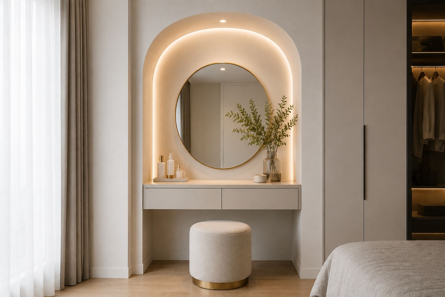 Alcove recessed wall vanity dressing table Malaysia bedroom