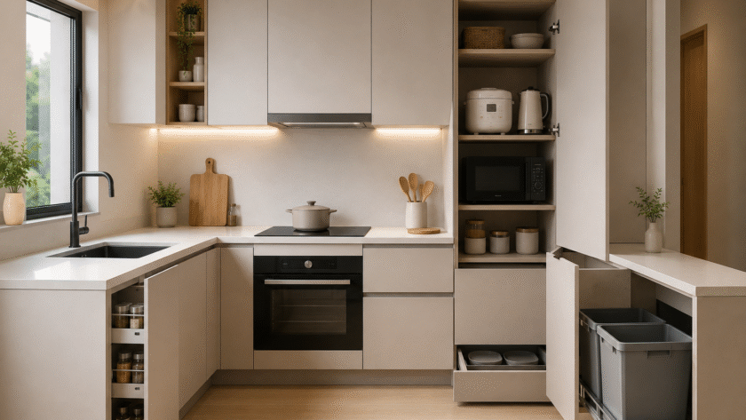 minimalist kitchen with smart storage