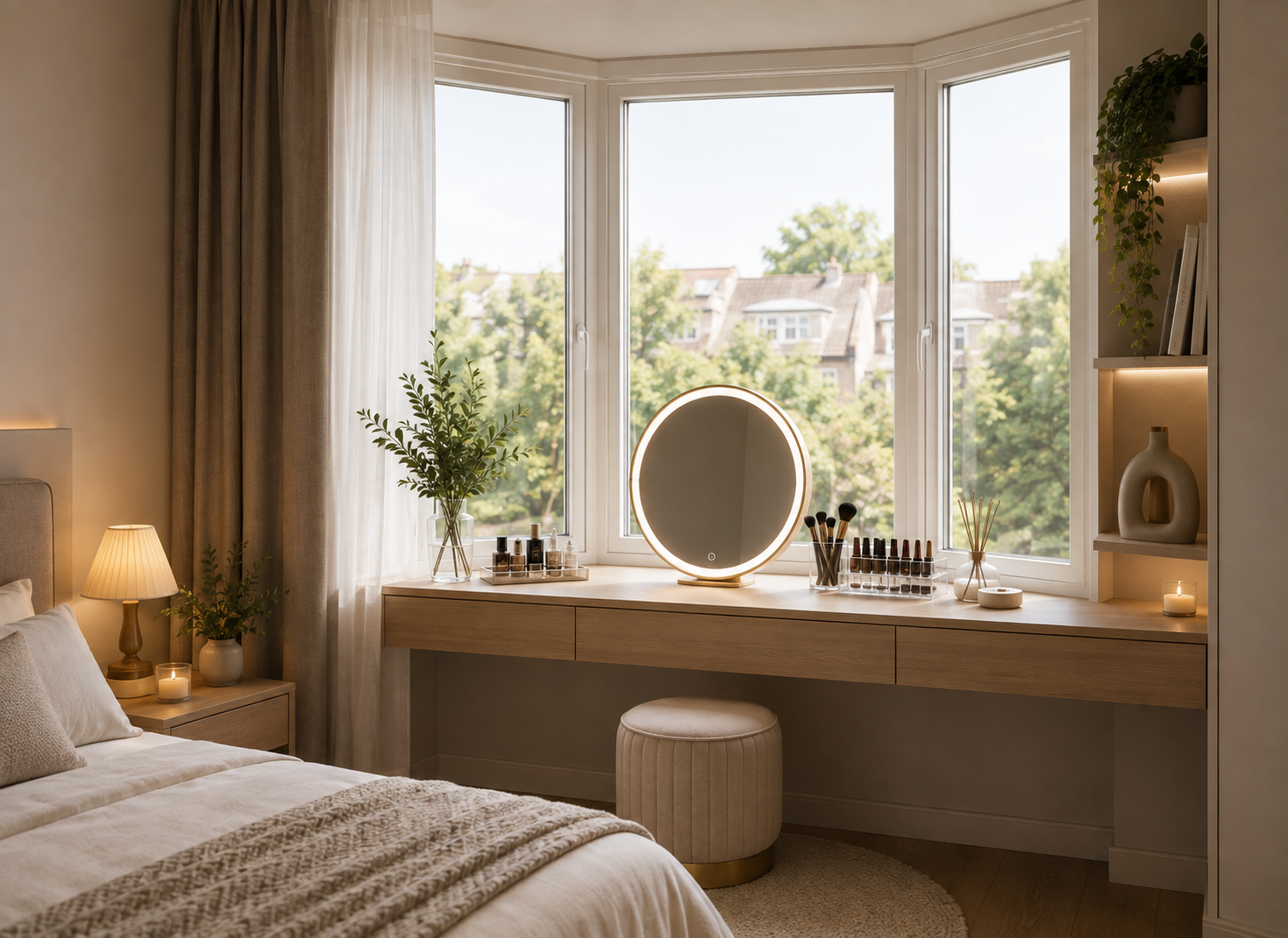 Windowsill bay window vanity natural light dressing table Malaysia