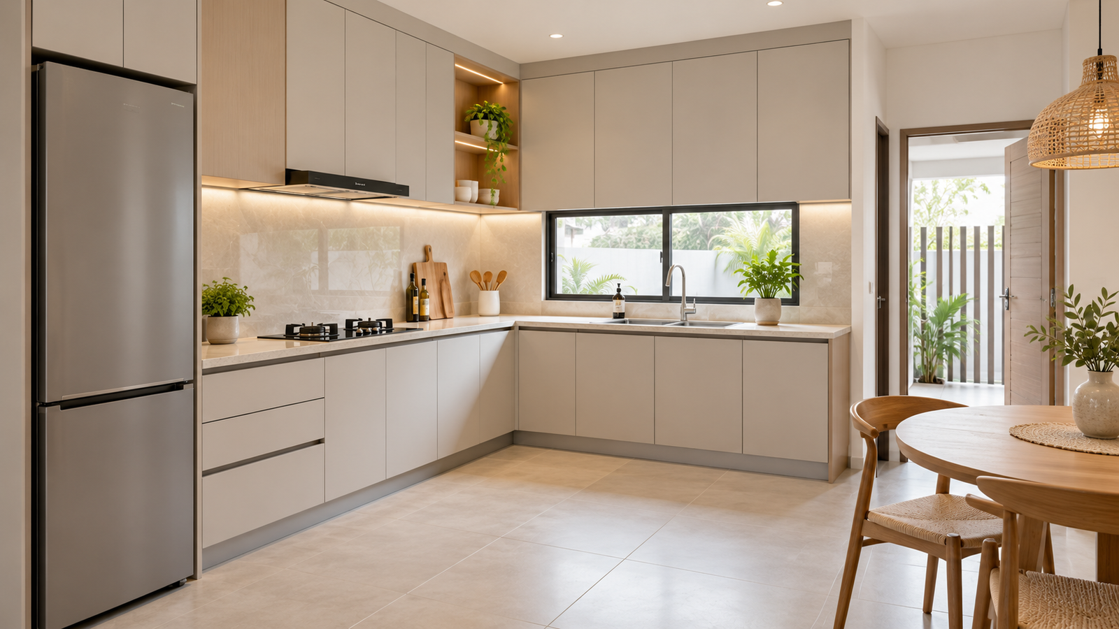 L-shaped kitchen layout design for terrace house Malaysia