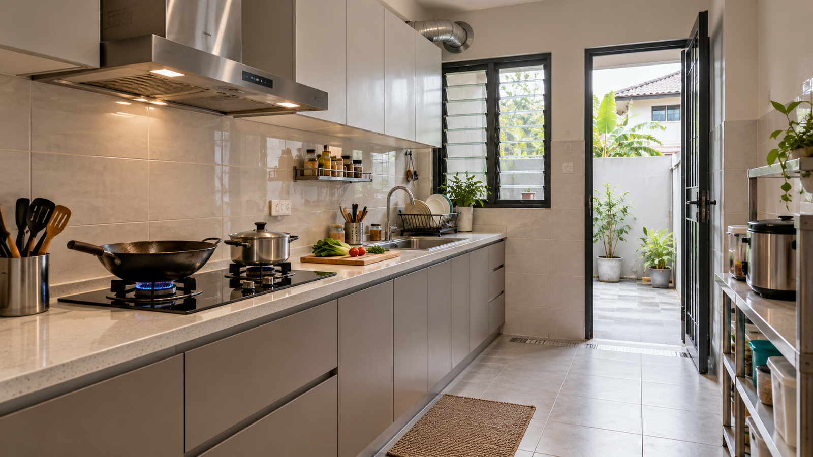 Wet kitchen design for terrace house in Malaysia