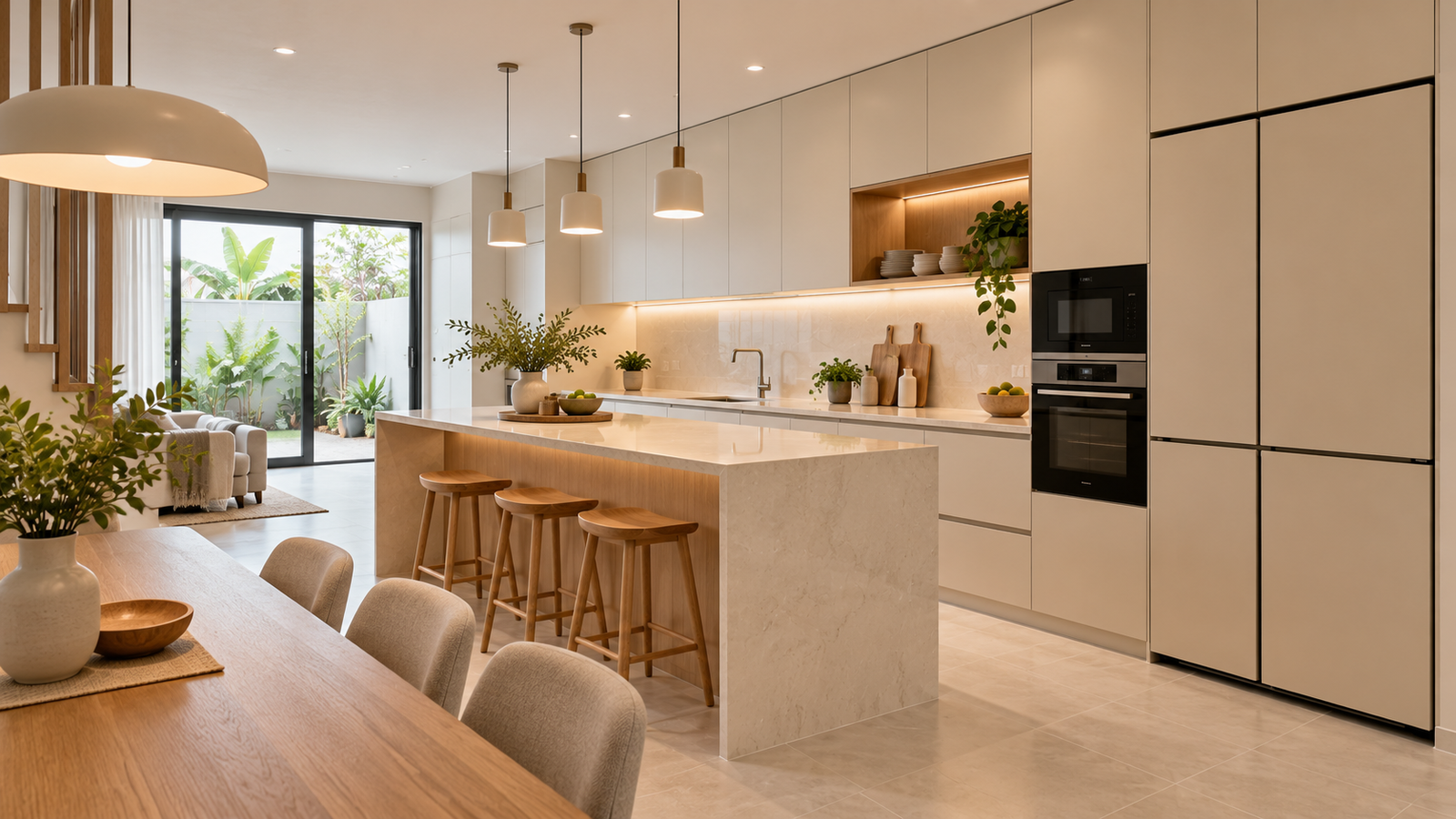Dry kitchen design for terrace house Malaysia open plan