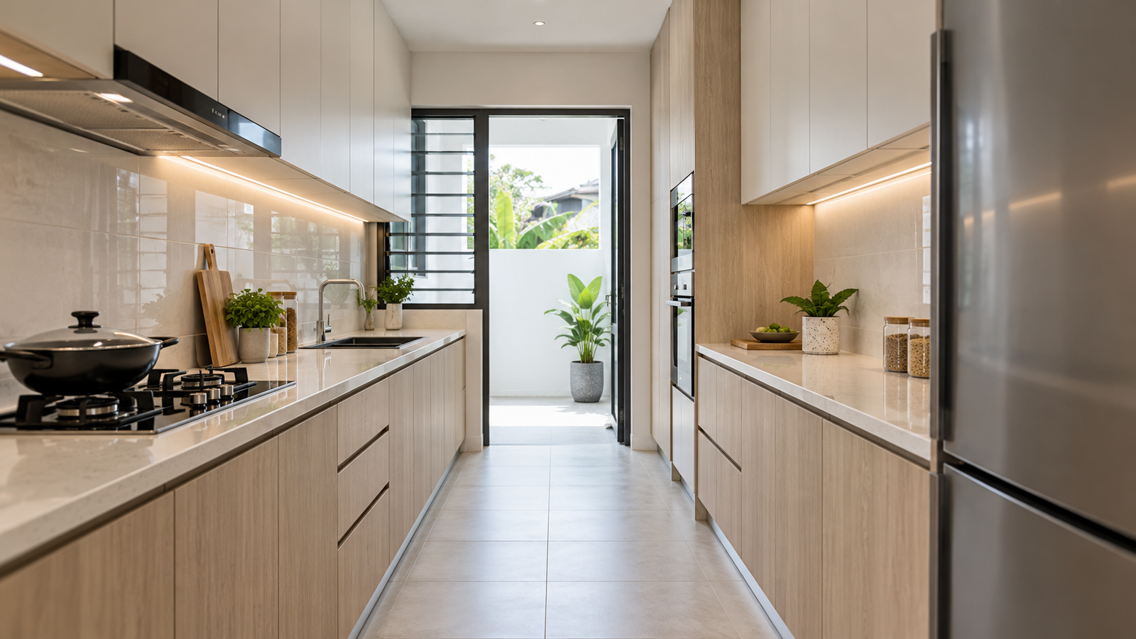 Designing galley kitchen layout for terrace house in Malaysia