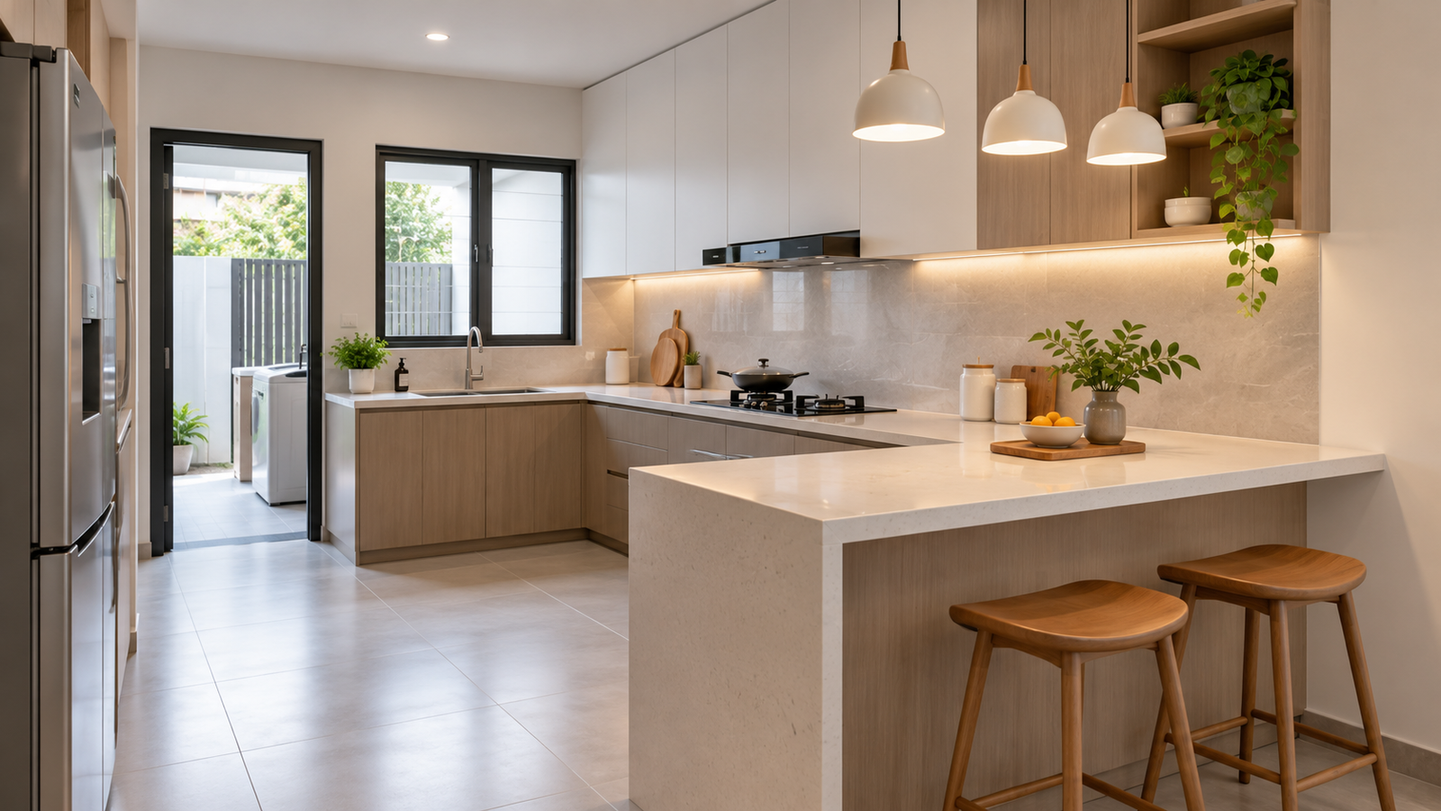 Counter Peninsula Kitchen Malaysia Island Alternative Terrace House
